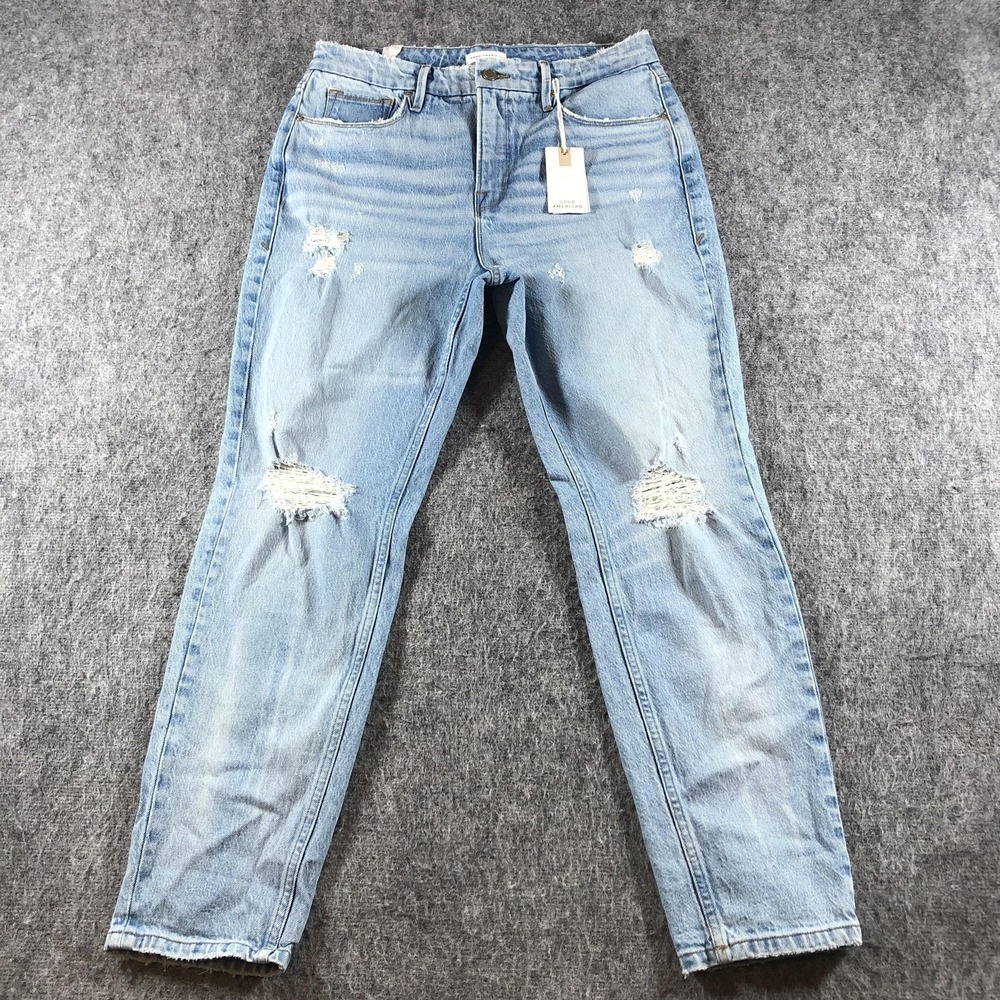 Good American Light Blue High Rise Distressed Jeans